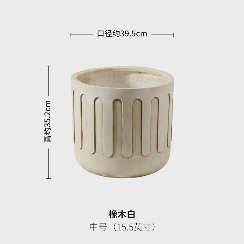 北欧大口径户外特大号落地镁泥花盆水泥盆阳台客厅花园琴叶榕绿植