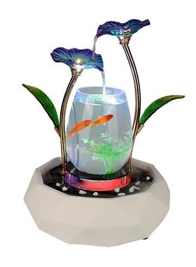 流水摆件鱼缸电视柜客厅家居桌面小摆件陶瓷喷泉水景创意开业礼品