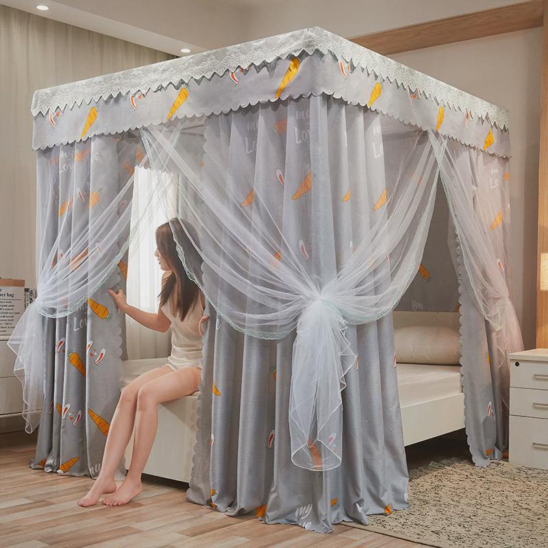 j6da加厚物理遮光床幔床帘蚊帐一体式含双人床防尘1.5m2米1.8支架