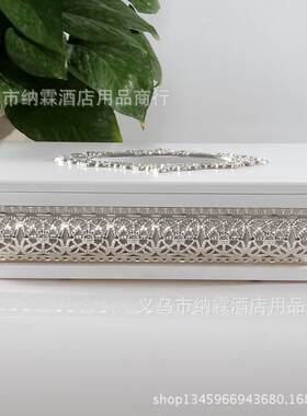 热销高档银色家居饰品纸巾盒镀银合金纸巾筒餐巾纸盒工艺镂空