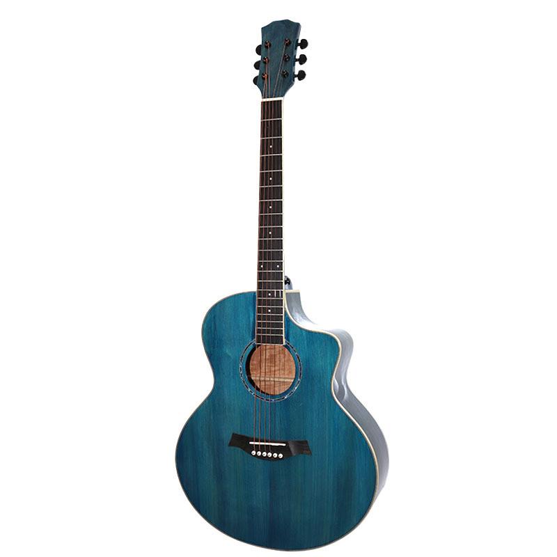 吉他民谣吉他工厂直供41寸云杉光面擦色抛光亮沙比利单jf桶guitar