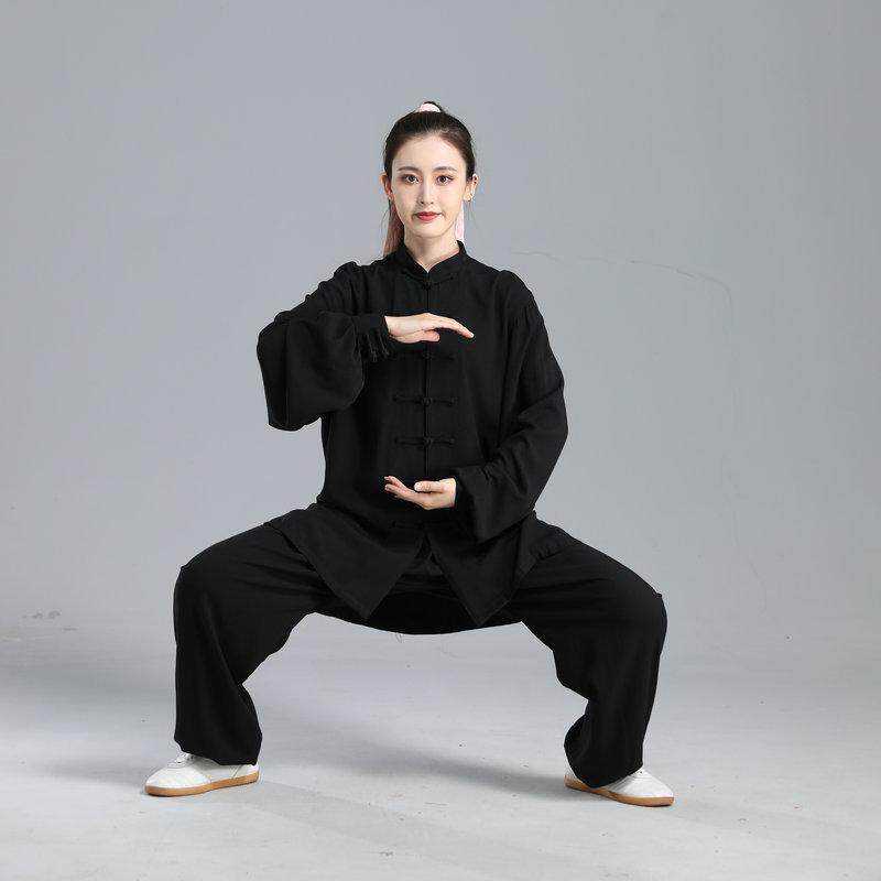 丝光棉太极拳棉绸练功服中年春夏长袖棉冰丝棉太极服男女服装