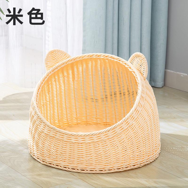 仿藤猫窝夏季四季通用半封闭式猫咪宠物窝透气可水洗手工藤编猫窝