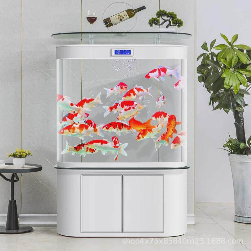 轻奢自动过滤循环水族箱客厅家用底滤鱼缸中大型免换水玻璃金鱼缸