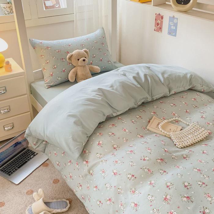 卡通双层纱床上水洗棉四件套床单被套学生宿舍三件套床床笠品4