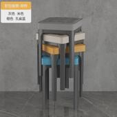 凳子家用可叠放餐凳现代简约久坐舒服餐桌方凳软皮轻奢高级客厅凳