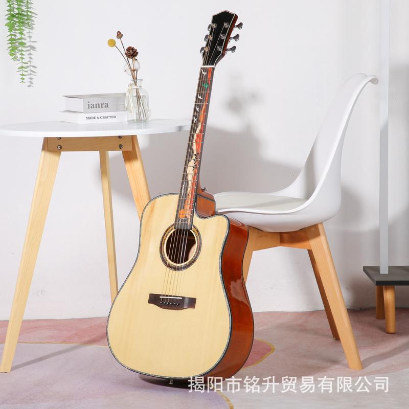 单板吉他工厂直销海浪帆船雕花云杉木桃花芯玫瑰木单全41寸40寸