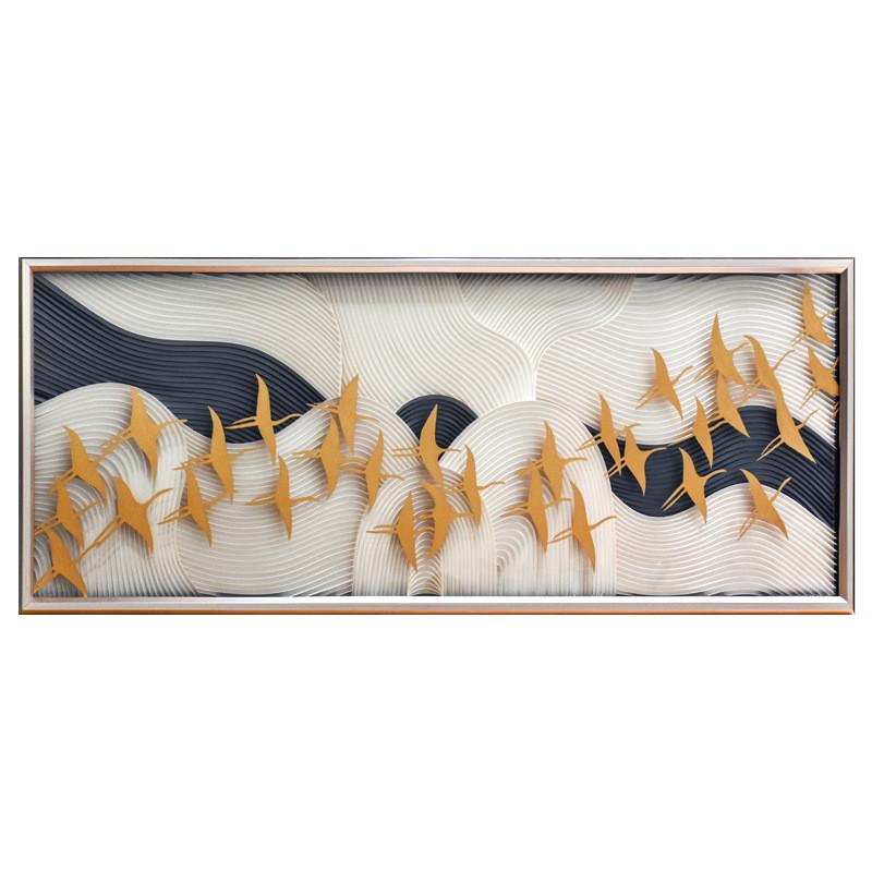 壁画简欧玄关画立体轻奢北欧风格客厅新中式装饰画抽象金箔实物画