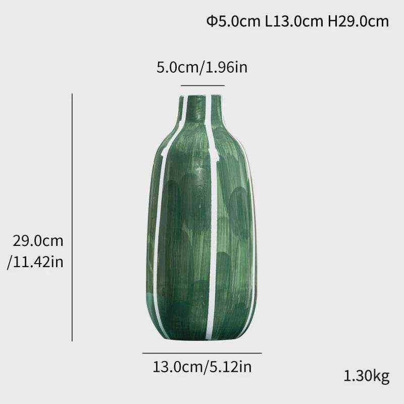 简约绿色挑染大花瓶桌面陶瓷插花瓶室内客厅欧式装饰摆件批发