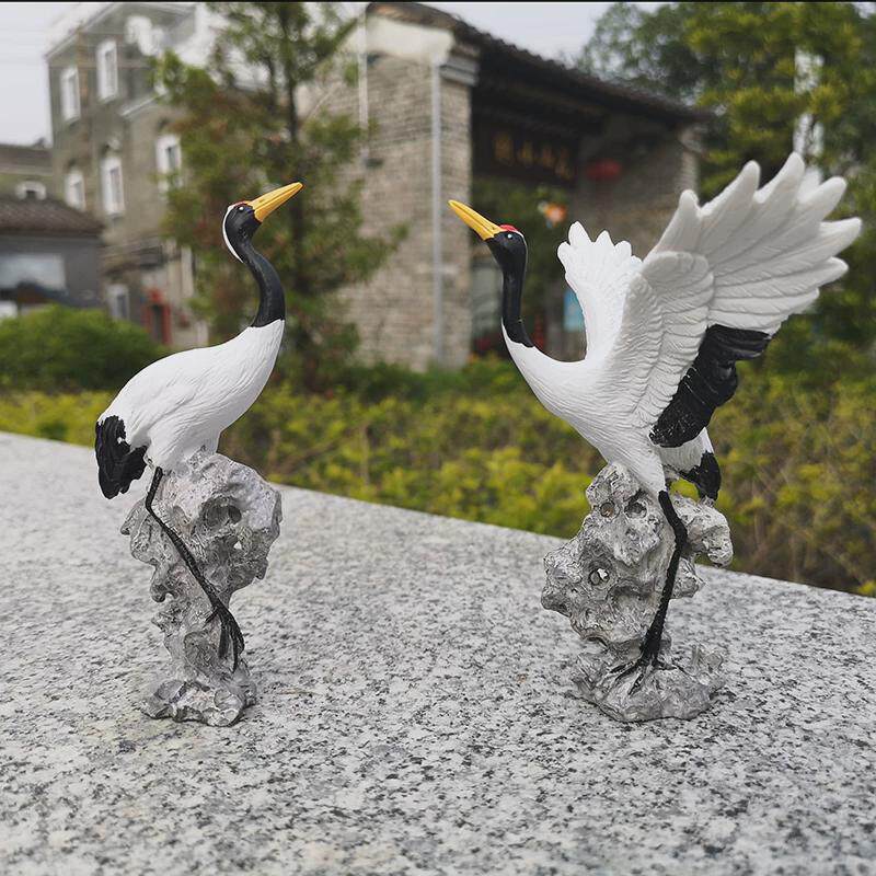树脂摆件仙鹤白鹤丹顶鹤假山流水庭院阳台中式吉祥鸟动物长辈礼物