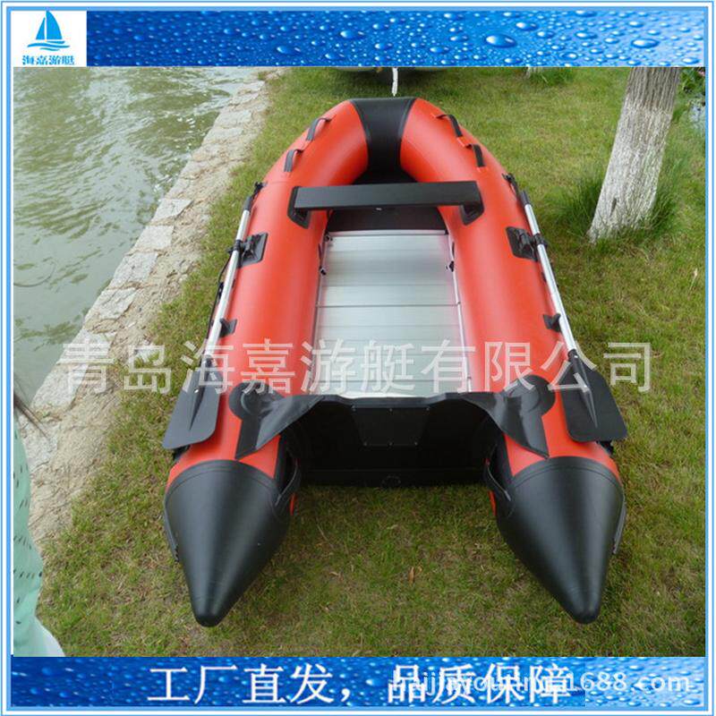 钓鱼船机动艇铝合金底3/4/5/6/8/10人冲锋舟充气橡皮艇加厚