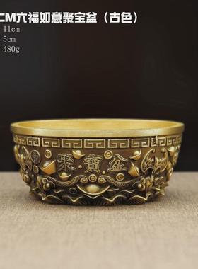 纯黄铜聚宝盆铜双龙聚宝盆储钱罐家居装饰摆件礼品聚宝盆摆件批发