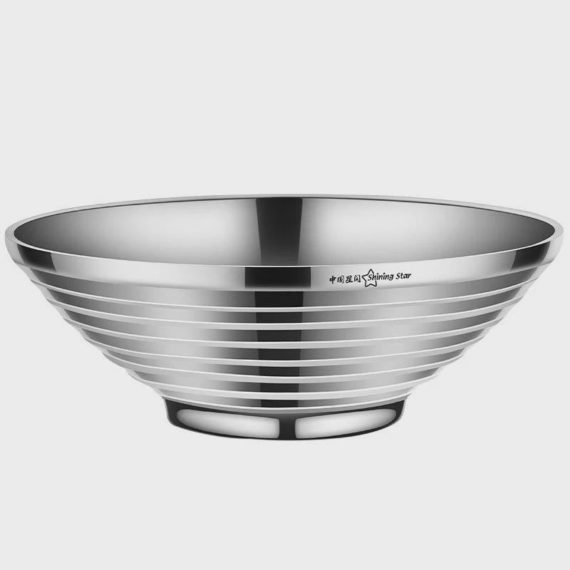 热销星闪304拉面碗不锈钢拉面碗创意斗笠碗泡面碗螺蛳粉双层防烫