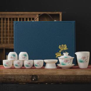 可盖碗商务高档茶具伴手礼陶瓷lg 德化羊脂玉白瓷功夫茶具礼品套装