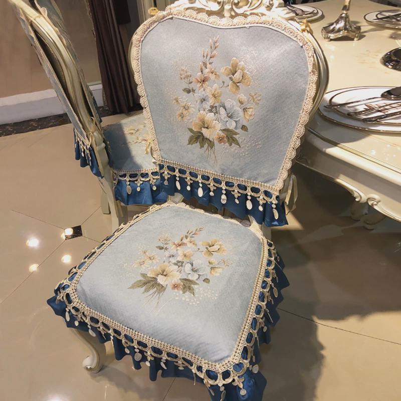 99n欧式餐桌带扶手椅子坐垫套罩圆形椅套椅垫靠背凳子垫四季垫子