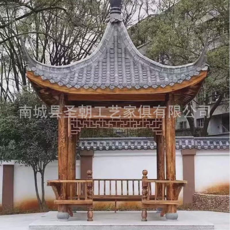 古建凉亭户外庭院碳化实木防腐木屋亭子景观园林花园别墅四角凉亭