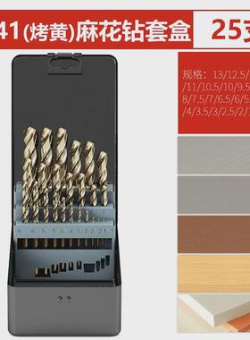 跨境铁盒51pc170pc镀钛不锈钢麻花钻钻头工具套装高速钢工厂直销