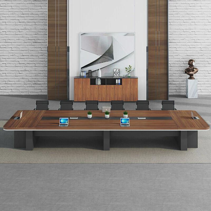 新款会议桌长桌现代简约板式办公洽谈培训桌椅组合储物柜会议室带