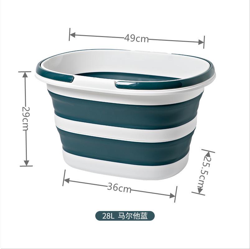 q683折叠水桶加厚塑料便携式长方形拖布桶家用伸缩手提桶大容量洗