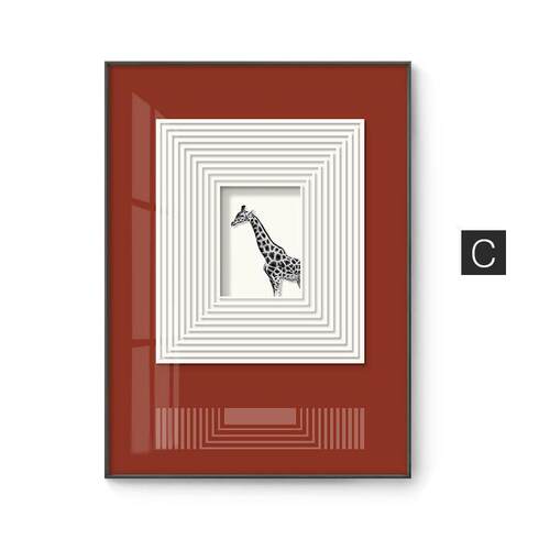 北欧可爱卡通动物装饰画现代简约工作室极简挂画客厅卧室玄关壁画
