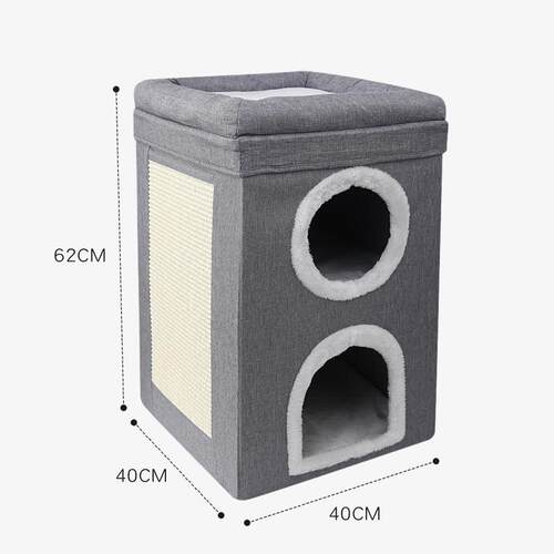猫窝新款可折叠收纳猫窝四季通用磨爪剑麻垫三层宠物用品