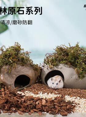 仓鼠石头陶瓷窝粗陶自然风景造景隧道侏儒熊睡窝躲避居室仓鼠用品