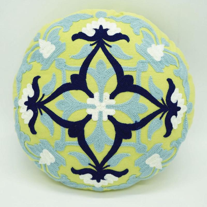 抱枕套中式ins北欧圆形腰枕双面刺绣抱枕靠墊床头靠垫套