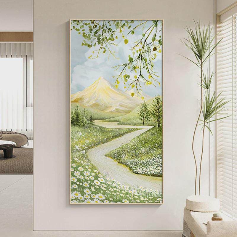 绿植风景进门玄关墙壁装饰画清晰奶油风客厅挂画楼梯走廊过道壁画