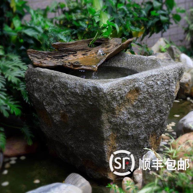 流水喷泉摆件鱼缸水循环新中式仿复古装饰水系水景观鱼池庭院开运