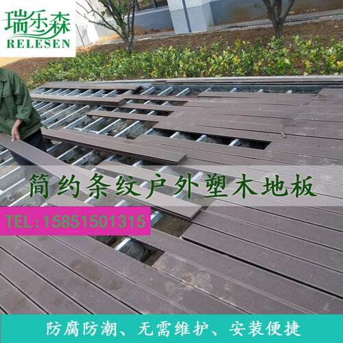 热销塑木地板户外庭院露台阳台花园防水地面铺设防腐木二代共挤板