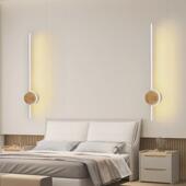 客厅床头壁灯北欧原木风极简长条灯设计师卧室过道走廊线条灯日式