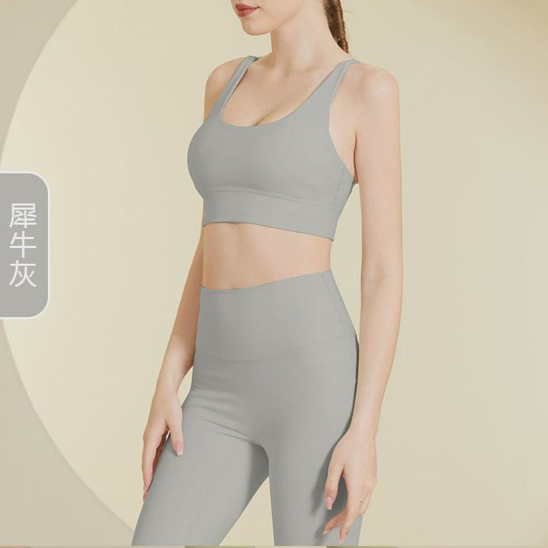 新款紧身新款裸感瑜伽服套装女美背秋冬运动套装跑步健身裤文胸两