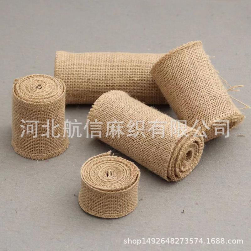 手工工艺品麻布条厂家供应麻布用麻布装饰diy打包工程卷粗麻卷