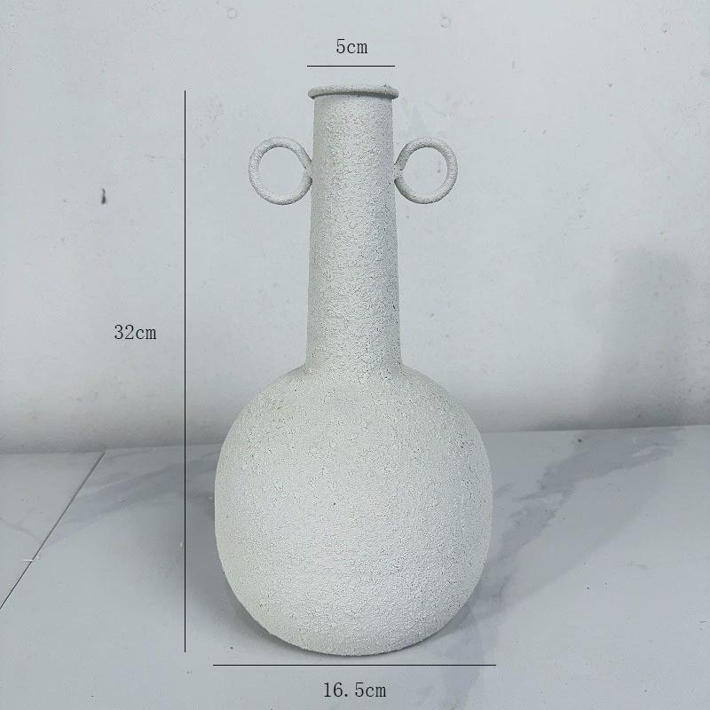 日式杂货花瓶高级感复古手工粗陶仿铁花盆民宿软装桌面插花器摆件