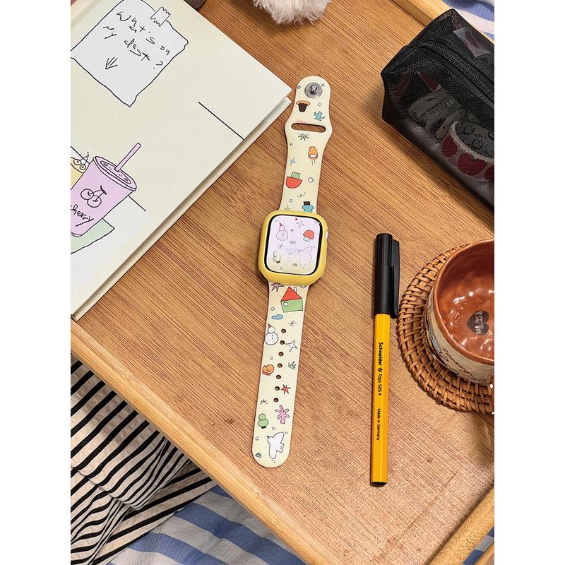 叉烧欢乐店原创温暖冬季可爱iWatch硅胶表带适用于Applewatch8765