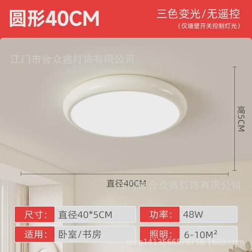 护眼led客厅灯吸顶灯简约现代卧室灯灯具奶油风房间次卧中山新款