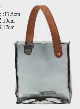 网红水养玻璃包包花瓶手提篮摆件创意轻奢客厅原色插花鱼缸装饰品