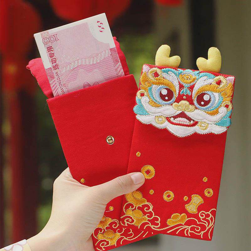 龙年红包新年利是封周岁满月生日压岁包创意卡通布艺千元刺绣立体