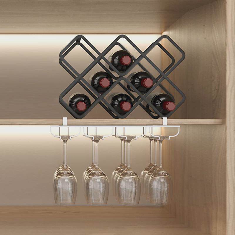 8n红酒架摆件放葡萄酒架红酒格子架菱形格家用斜轻奢酒瓶置物