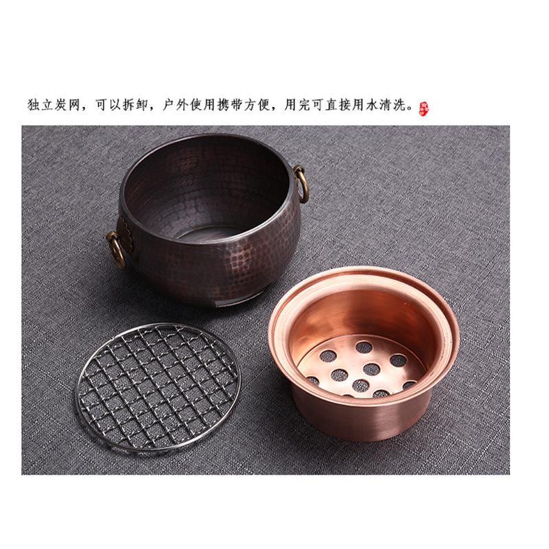 纯铜围炉煮茶家用泥全套烤茶套装配件户外纯铜烤火炭室内炉烧烤炉
