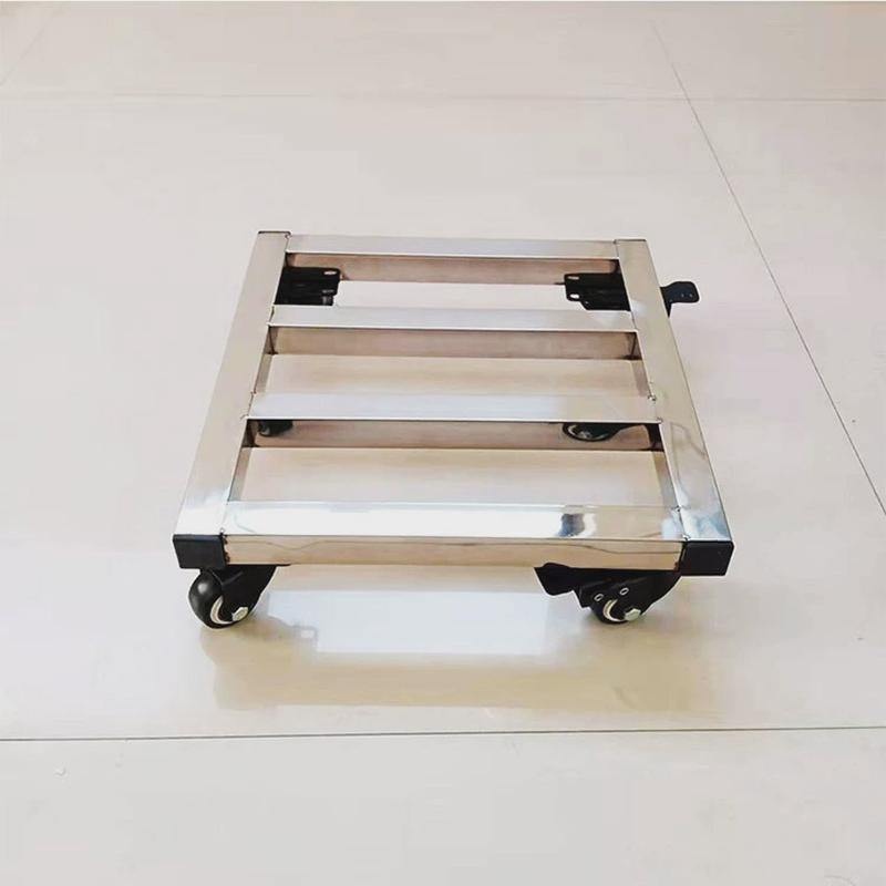 不锈钢置物托架厨房花盆架支撑架鱼缸盆景底座带轮移动花新品