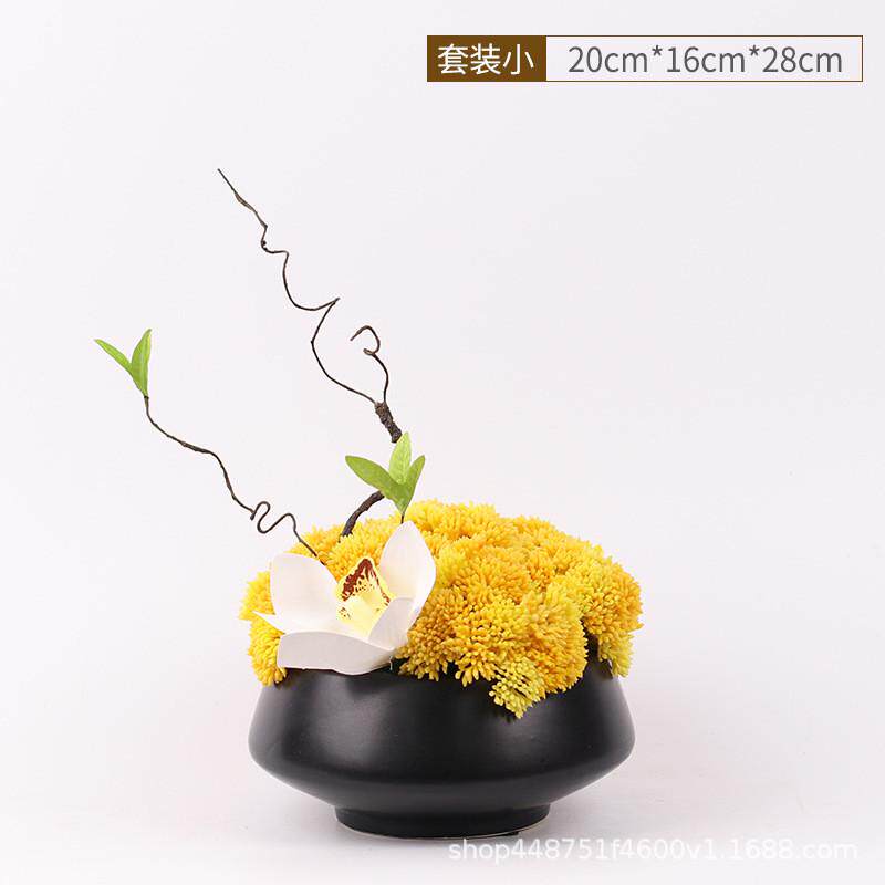 简约新中式别墅花艺摆件样板房会所玄关工艺品家居仿真花软装摆设