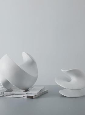 热销密度家居现代简约黑白哑光树脂抽象旋扭装饰圆球摆件卧室酒柜