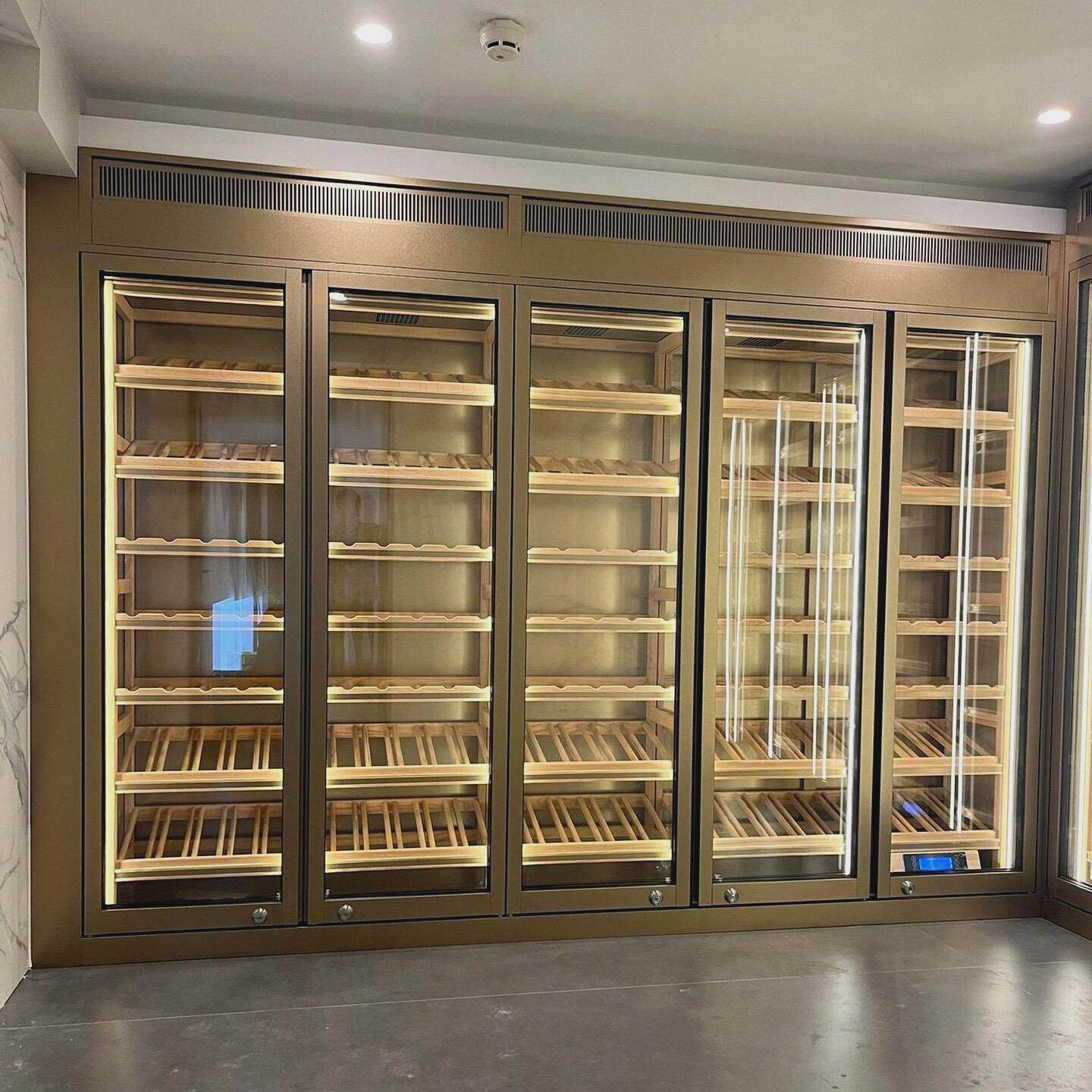 高端不锈钢酒柜轻奢别墅红酒柜酒窖恒温红酒架展示柜定制设酒柜