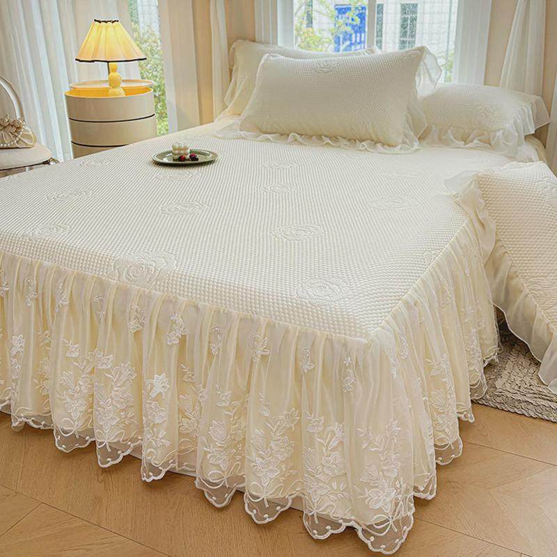 夏季凉感豆豆席带花边床裙款夏天冰丝凉席三件套可机水洗空调软席,床上用品,冰丝席,淘宝优惠券,粉丝福利购,淘宝优惠卷