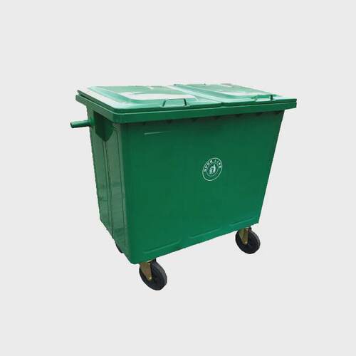 现货660L加厚铁皮垃圾桶大号铁质钢板可移动环卫手推垃圾车
