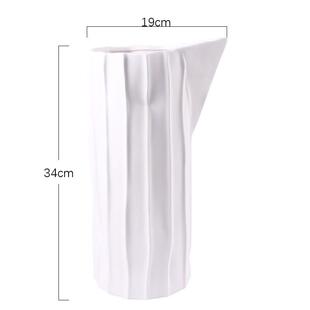 手陶瓷园艺捏盆栽插花瓶直筒条形纹小花盆北欧家居陶瓷工艺品摆件