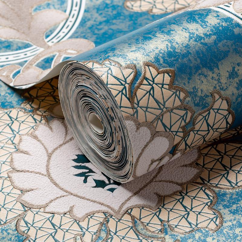 欧式墙纸加厚鹿皮大气绒卧室房间3d立体无纺布墙纸