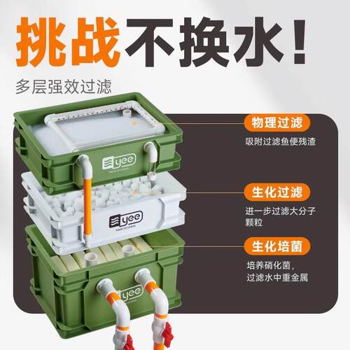 热销yee鱼缸油过滤器静音除周转箱滴流盒水循环外置过滤桶鱼池过