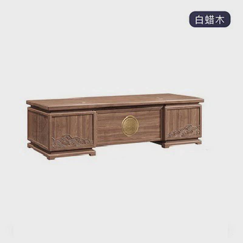 新中式办公室实木老板桌椅组合总裁大班台办公桌现代简约古色古香